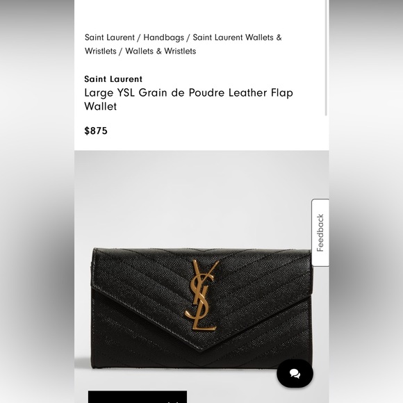 Saint Laurent Large YSL Grain de Poudre Leather Flap Wallet - Picture 1 of 8